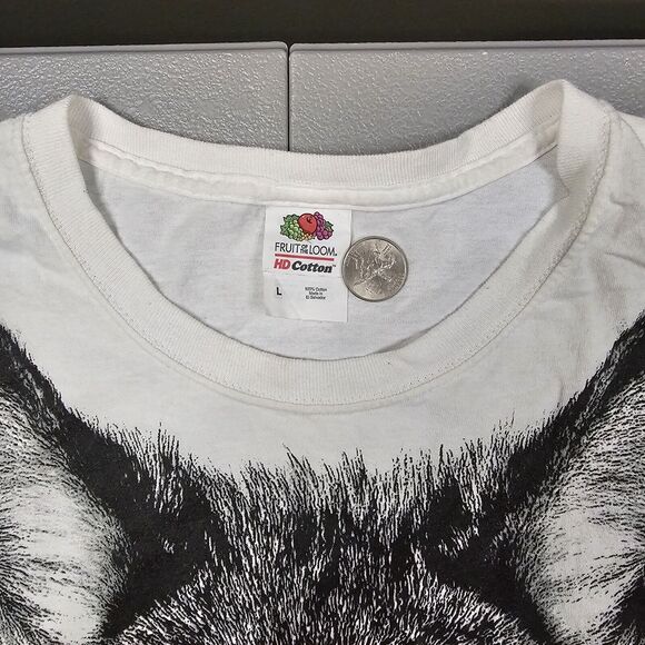 Y2K Wolf Tshirt Large Nature Biker Streetwear Big Face Retro 90s Spirit - Picture 3 of 9